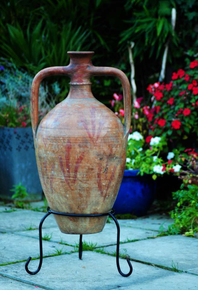 SORRY, NOW SOLD – Antique Amphora Wine Jar – Hand Painted from Southern Turkey – £180