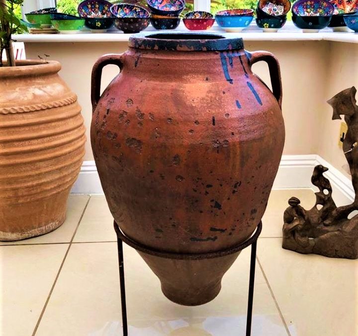 Antique Water/Wine Storage Pot from the Inland Region of Turkey – Rare Glazed Interior – £195 (inc stand)