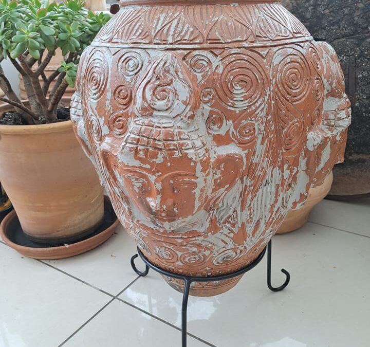 Vintage Buddha Clay Pot – Large 56cm high X 49cm dia – £250 (inc stand)